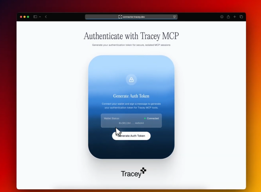 Authentication with tracey mcp