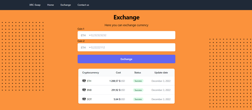 Exchange page at the moment