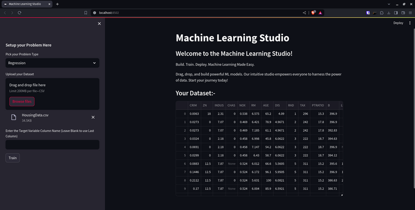 Cover image for [Hackathon] (DIMO-HACK VIT-AP)ML Studio: Your One-Stop Machine Learning Shop