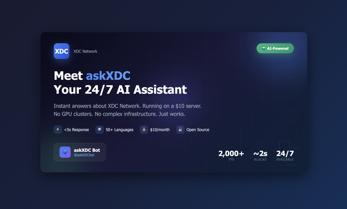 Cover image for A 24/7 AI Assistant for XDC Network… Running Cheaper Than Your Netflix Plan