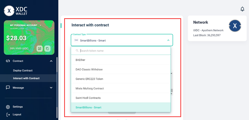 Cover image for Which contract type to choose when interacting at wallet.apothem.network